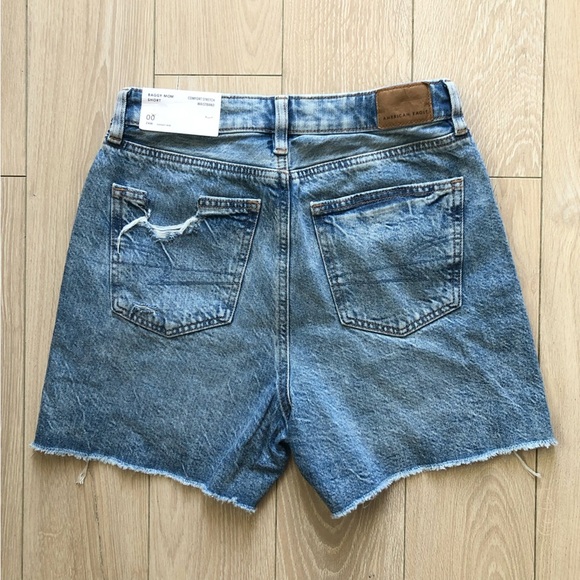 NWT American Eagle Baggy Mom Short Comfort Stretch Band Distressed Size 00 / 24 - Picture 10 of 13
